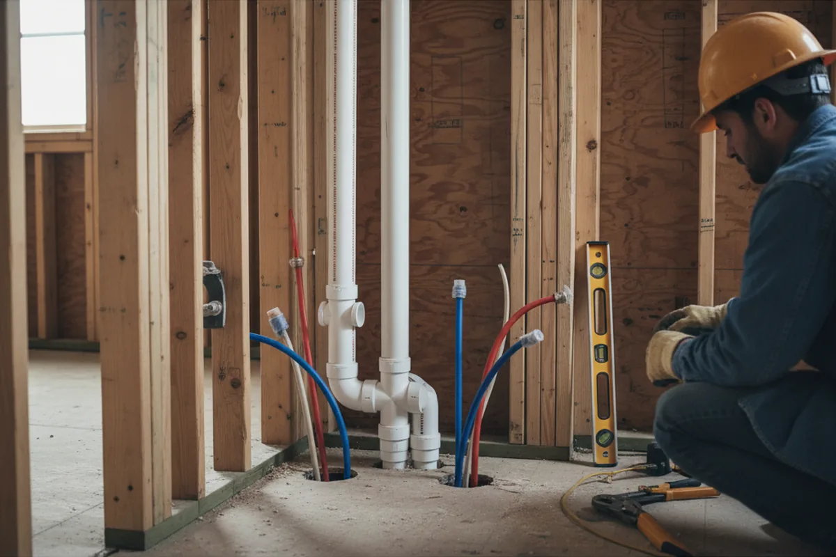 Drain and supply rough-in during Toilet Repair and Installation in Christiana