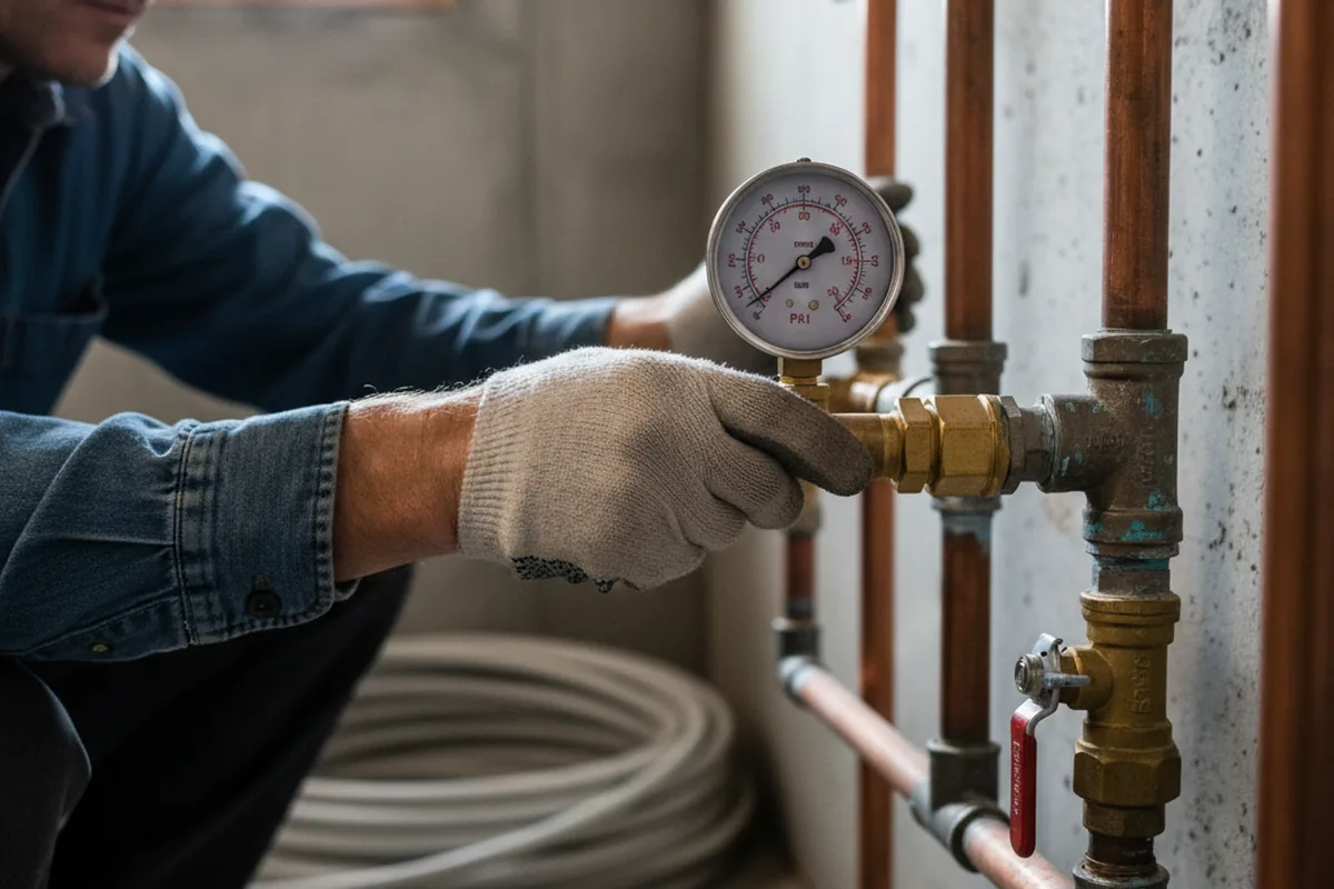 Pressure testing a repaired line during Water Line Repair in Christiana